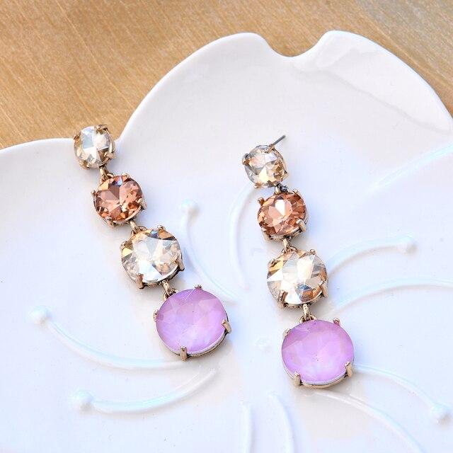 Ztech New Pink Series Crystal Beads Tassel Earrings for Women Girls Elegant Cute/Romantic Korean Style Statement Jewelry Brincos