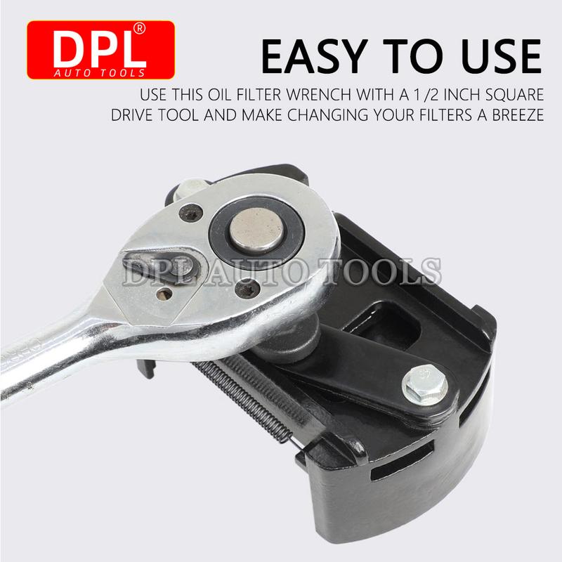 Universal Adjustable Oil Filter Wrench Set for 60mm-80mm Removal Tool Cap 1/2"