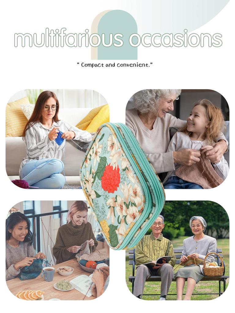 Двухслойная сумка на молнии для вязальных инструментов