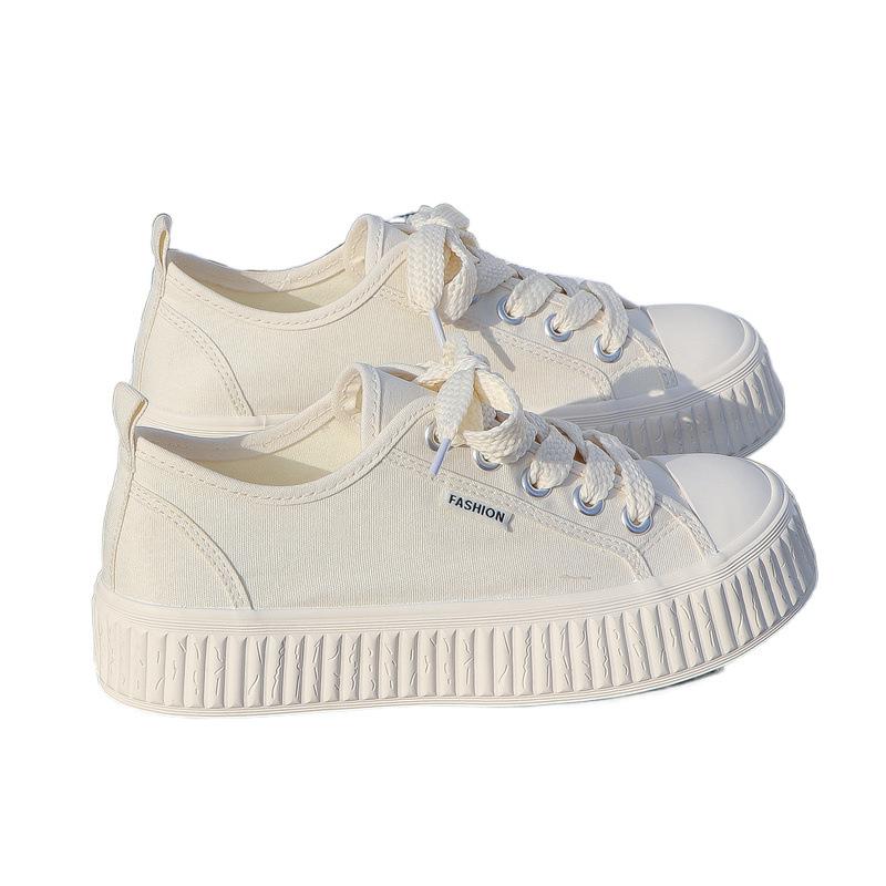 Парусиновые туфли женские универсальные корейские версии новые модные бисквитные белые туфли повседневные туфли для доски