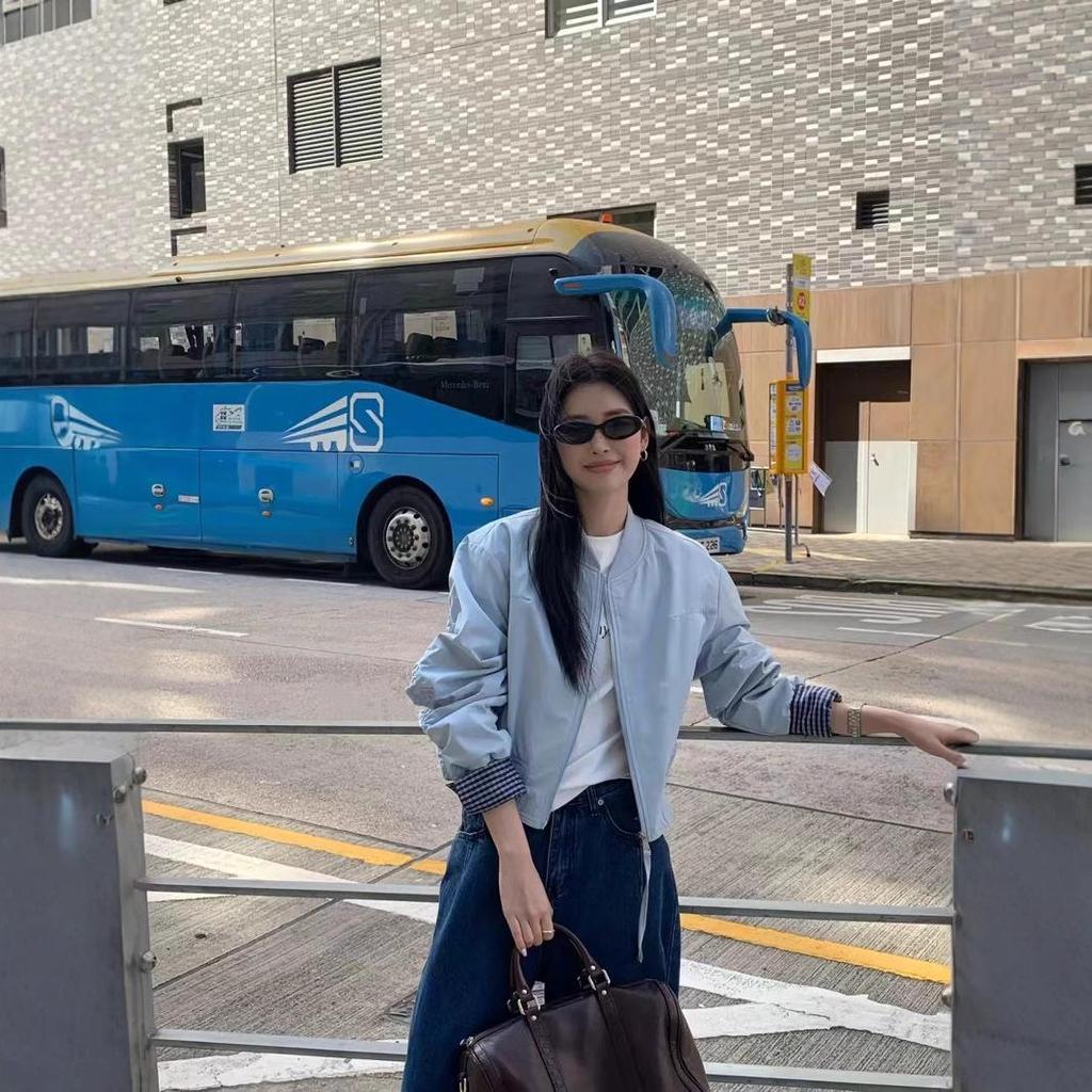 Женская бейсбольная куртка в корейском стиле, розовая, с вставками - модная весенняя коллекция 2025