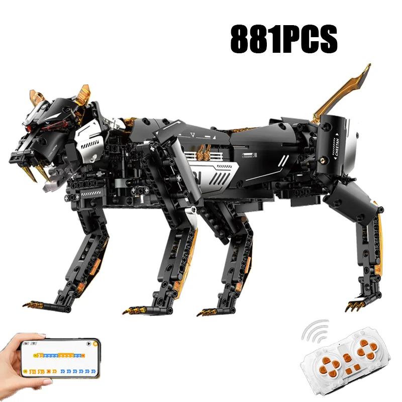 MOC STEM Темная Ночь Механический Леопард Модель Строительные Блоки с Набором Мотора Эксперимент Образовательные Кирпичики Игрушки для Детей Подарки