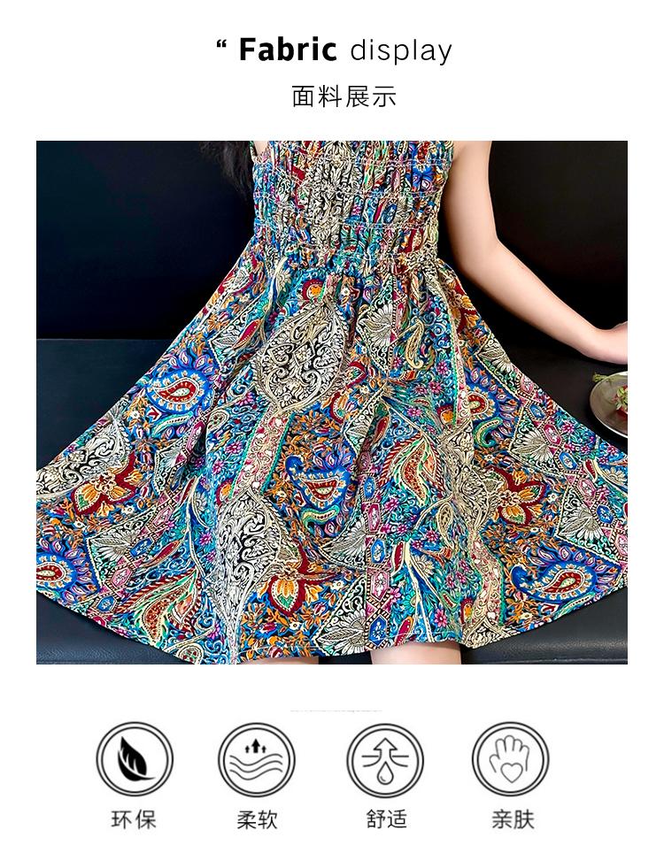 Girls' spaghetti strap dress, summer internet celebrity, girls' chiffon, children's clothing, floral princess beach dress, thin