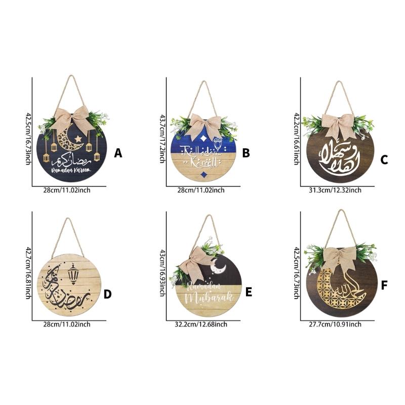 Wooden Welcome Sign Middle Eastern Door Sign Wall Hanging Decoration for Front Door Mantel Wall Moon Festival Decoration