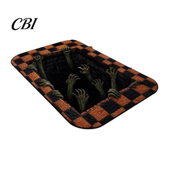 Bathroom Water Absorbent Mat 3D Visual Halloween Rug, Non-Slip Creepy Easy Clean Doormat Washable Spooky Floor for Entrance Kitchen Bedroom
