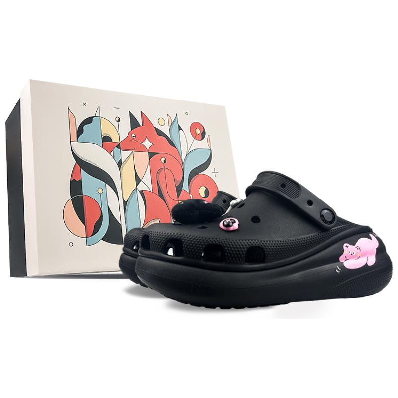 Crocs Классические кроксы Crush Унисекс Черно-розовые