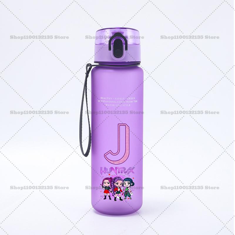 650ml KPop Demon Hunters Sports Water Bottle Boy Motivational Leak Proof Portable Reusable Cups Outdoor Travel Gym Jugs Gift