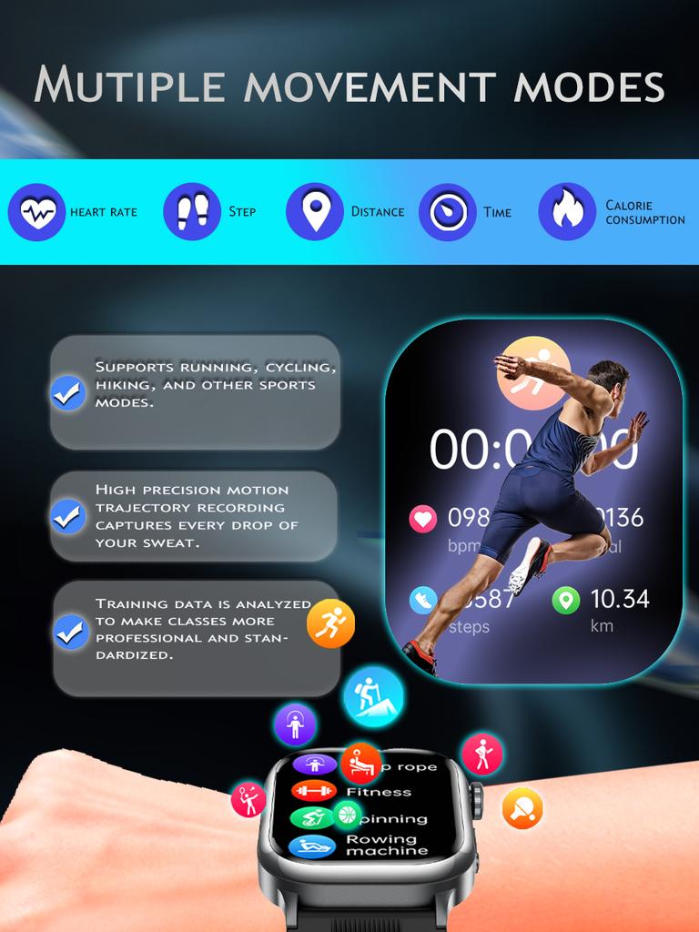 SACOSDING Новый ЭКГ PPG Воздушный насос Тип подушки безопасности Кровяное давление Мониторинг сна Здоровье Смарт-часы Дистанционный уход Bluetooth Вызов Спорт SOS Смарт-часы