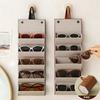 6 Slots Foldable Glasses Storage Case - Vintage Style Faux Leather Eyewear Organizer With 3/5 Slots - Portable Holder Box With Foldable Design