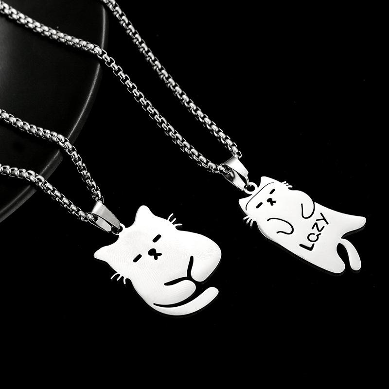 Ожерелье Kitty Mi из титановой стали Простое и универсальное Хип-хоп Пара для влюбленных Пара ожерелий Подарок Цепочка для свитера