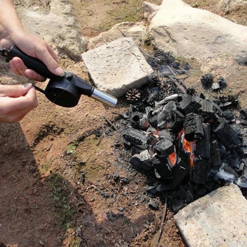 Hand Crank Powered Outdoor Cooking Barbecue BBQ Fan Air Blower for Barbecue Fire Bellow Portable Gun Camping Picnic