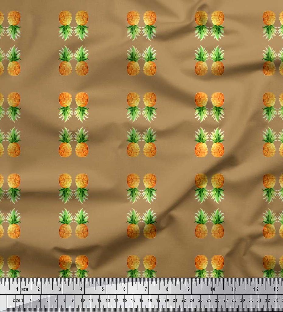 Soimoi Черная поликреповая ткань с принтом сосновых плодов, ткань на метр, ширина 42 дюйма