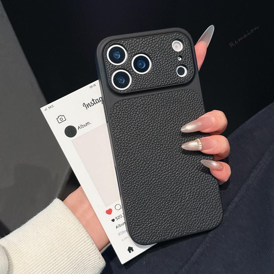 Lychee Retro Leather Phone Case For iPhone 11 12 13 14 15 16 17 Pro Max Air 15 16 14 Plus Shockproof Hard Protector Cover