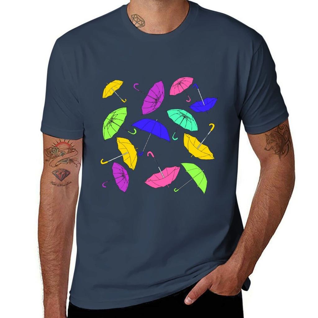 Bright Umbrella Pattern TShirt Holiday Casual Short Sleeve Top