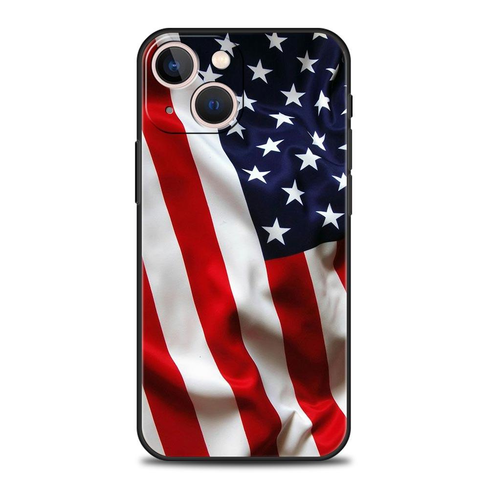 Американский флаг США Чехол для телефона iPhone 17 16 15 Pro Max 11 12 13 14 7 8 Plus SE 2020 X XR XS Мягкий Черный