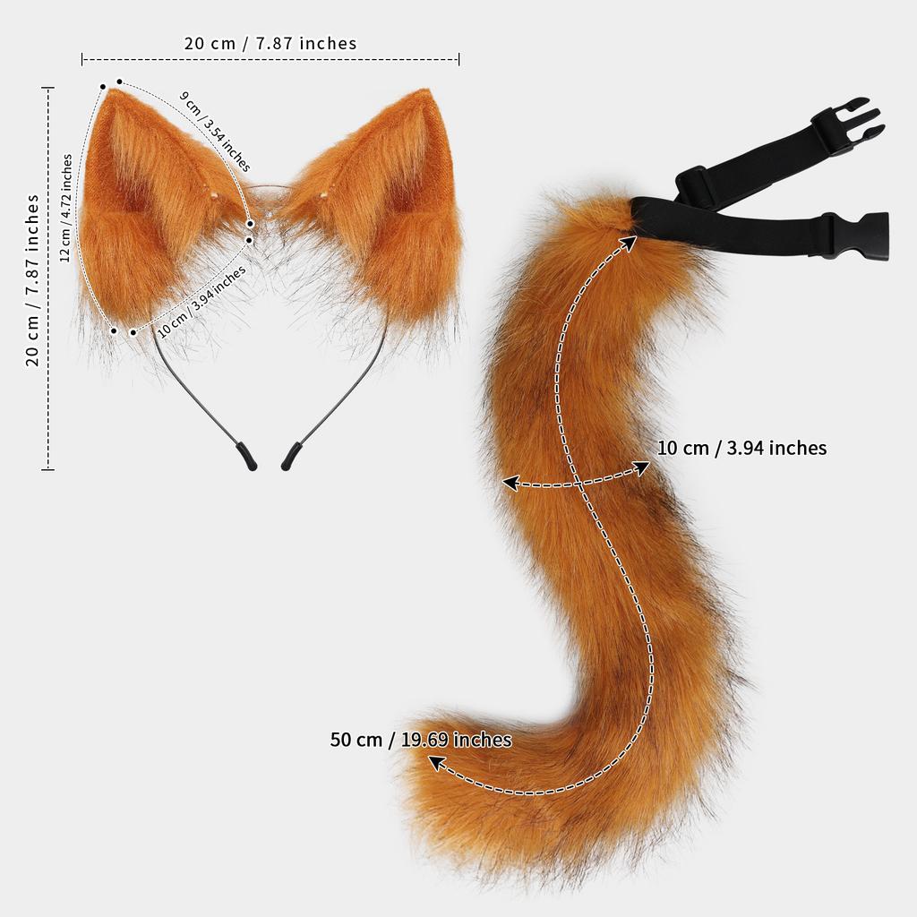 Halloween cos simulation fox plush tail cute accessories animal tail cat ears headband headdress