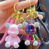 Colorful Inlaid Rhinestone Bear Keychain Creative Pendant Key Ring Bag Pendant