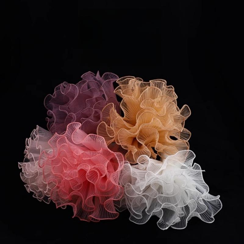 1Pcs DIY Wedding Decoration 4.5 Yards 27cm Plain Edged Wave Gauze Fresh Flower Packaging Lace Gift Wrapping Material