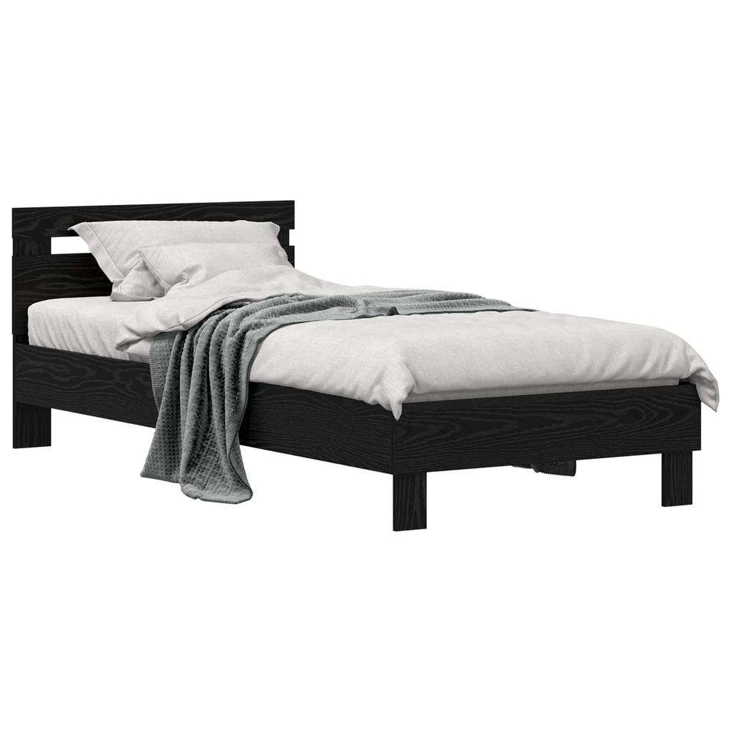 Bed Frame Black Oak Effect 75 x 190 cm Particleboard