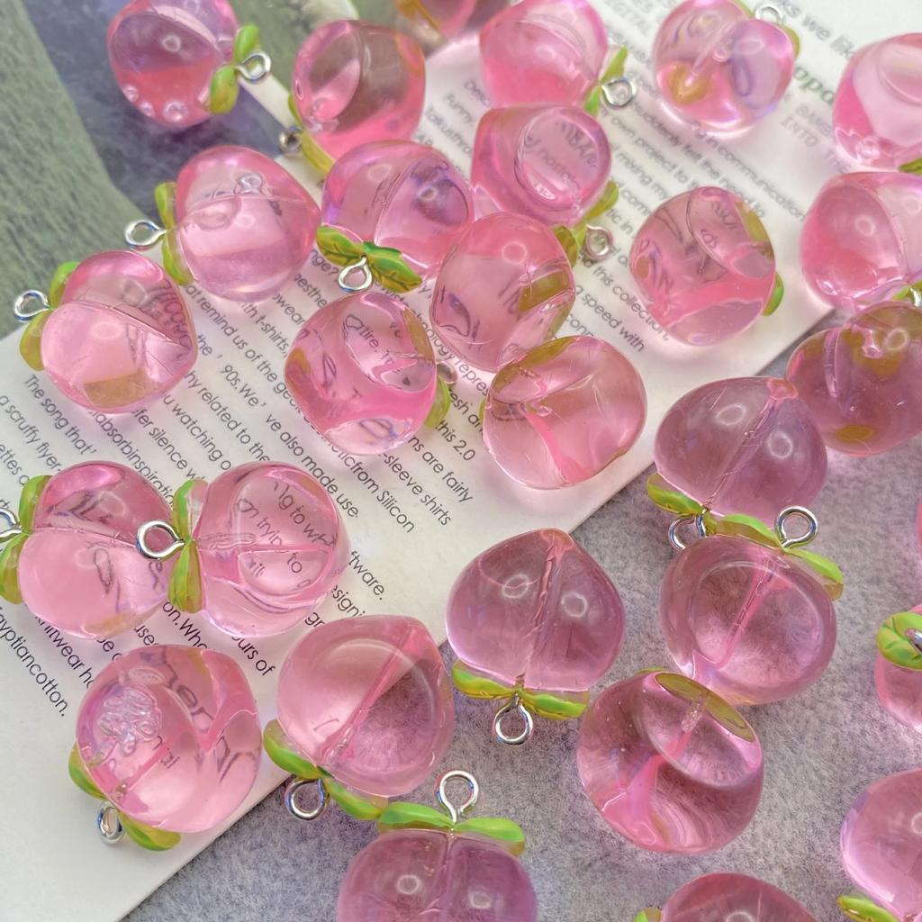 5/20 шт. Подвески в виде имитации фруктов, смола, розовый персик, подвески для изготовления ювелирных изделий, серег, брелока, ожерелья, DIY поделок, фурнитура