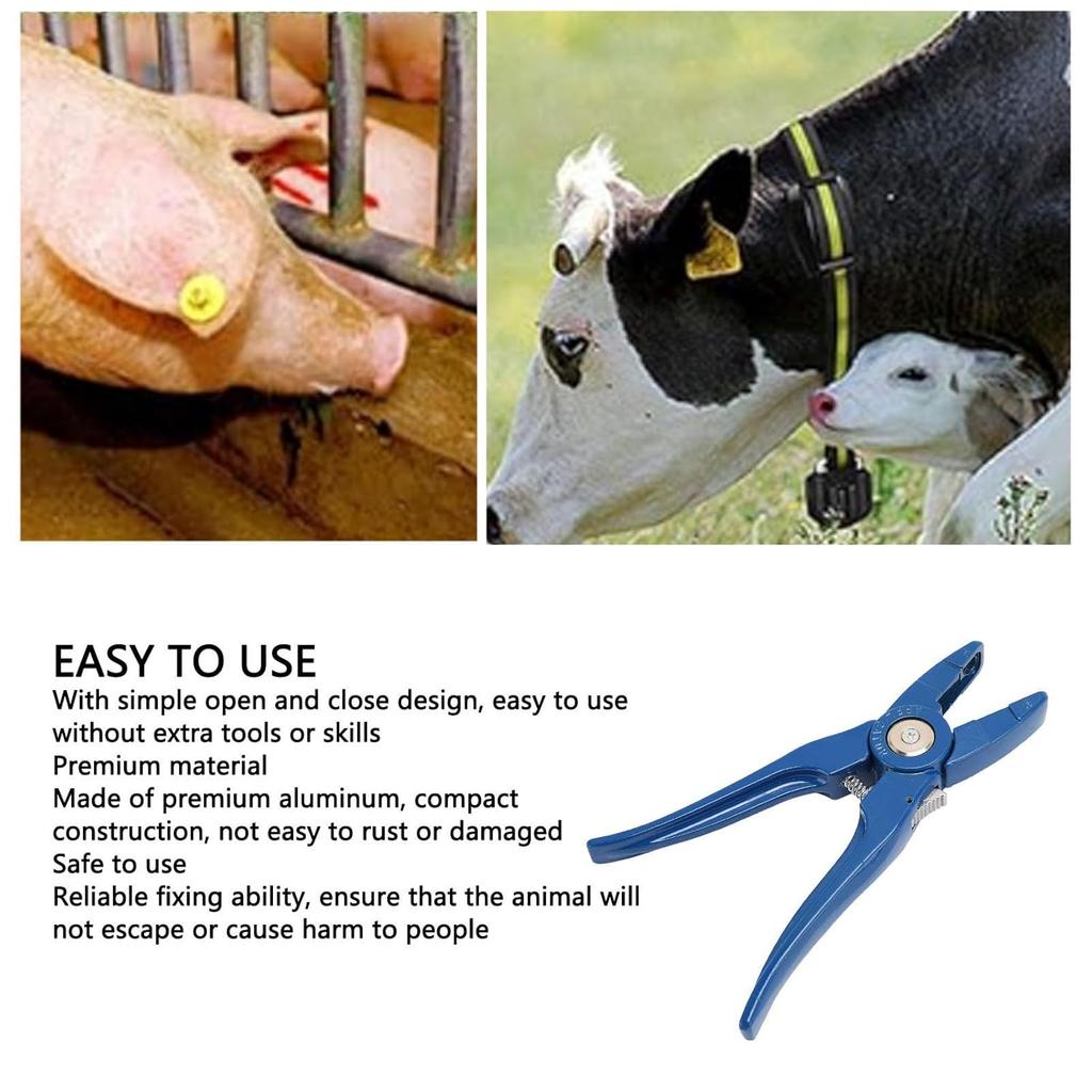 Livestock Ear Tag Applicator, 7.7 Metal Ear Tag Pliers Cattle Ear Tagger, Practical Ear Tag Tool Clamp, Animal Tool for Cattle Sheep Pigs Cow Goat