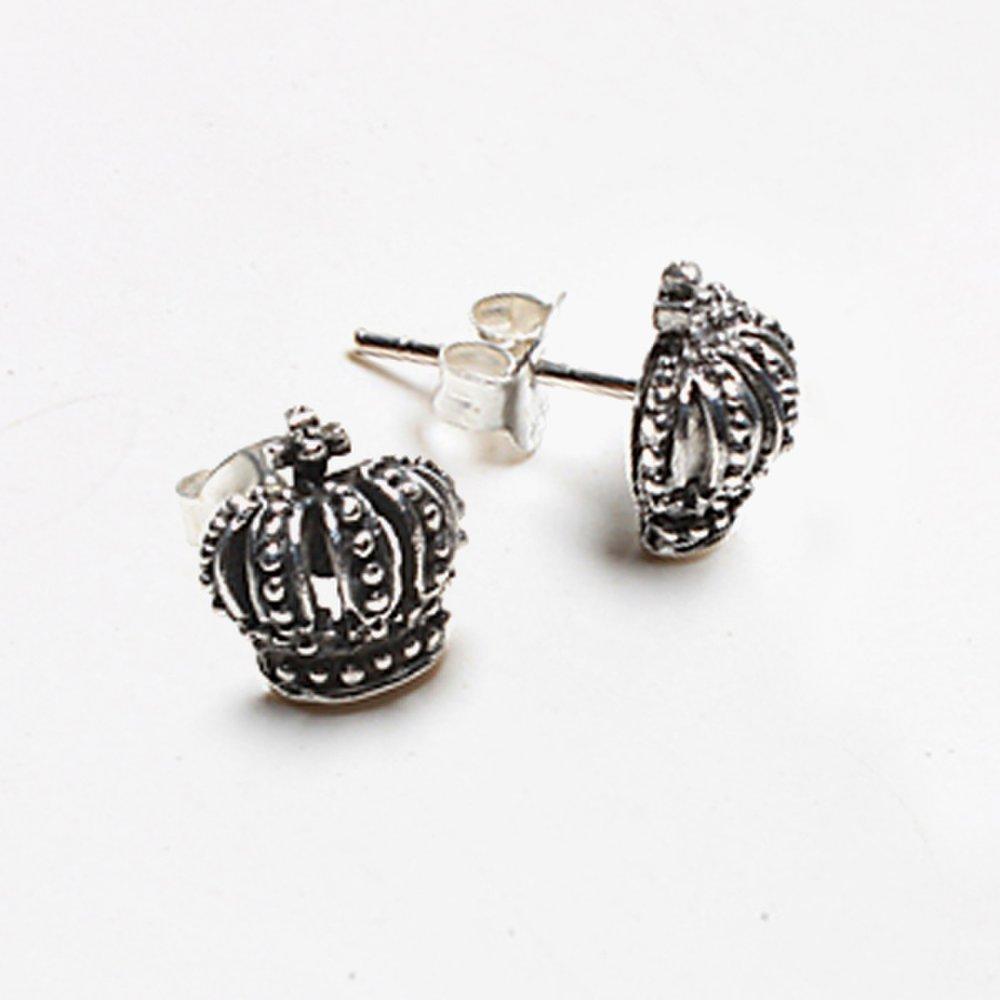 S925 Silver Crown Piercing Crown Piercing Needle Earrings P0102