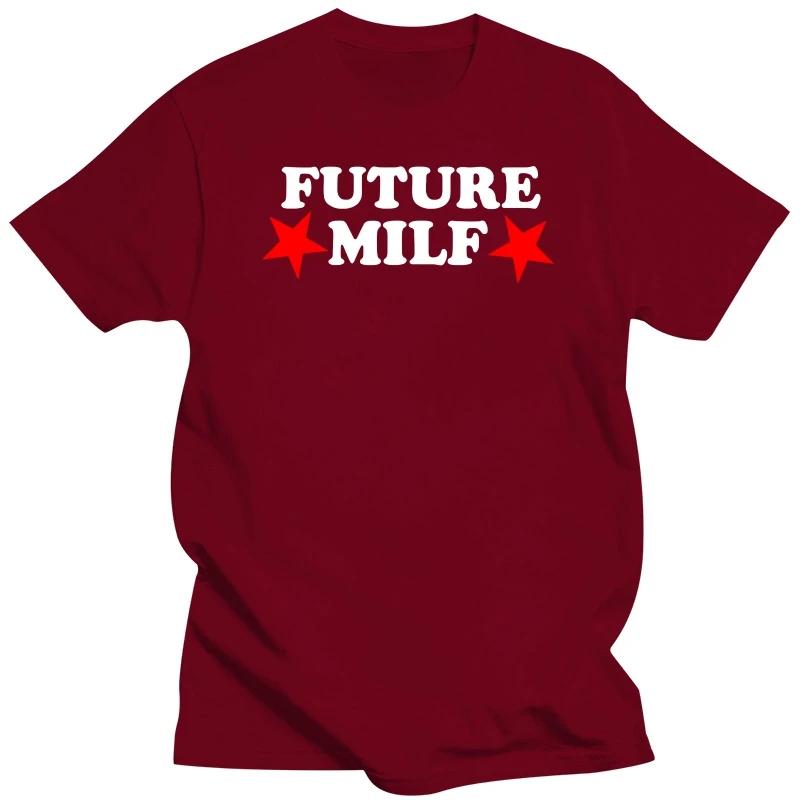Новинка Крутая Ретро Футболка FUTURE MILF Графическая Уличная Одежда с Коротким Рукавом Подарки на День Рождения Летняя Футболка Мужская Одежда