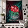 Wall Hanging Tapestry With Custom Name & Text, England Rugby Decorative Tapestry For Bedroom