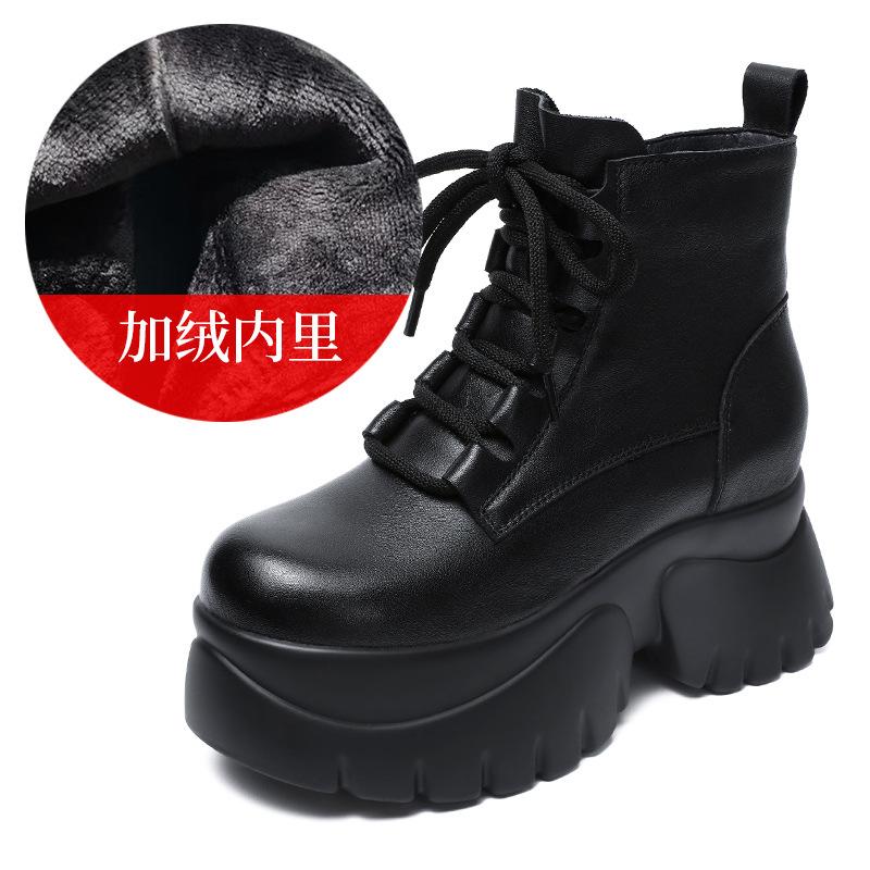 Autumn and winter new thick-soled inner height-increasing short boots children's small leather women's shoes size versatile Martin boots