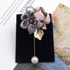 Women Cloth Art Pearl Fabric Flower Brooch Cardigan Shirt Shawl Pin Coat Badge Jewelry Accessories