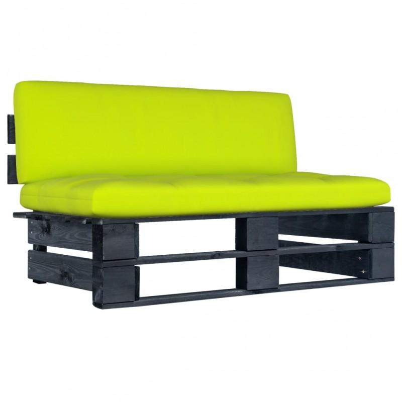 Day and Night - Day and Night Central Sofa Made of Garden Pallets In Black Impregnated Pine Wood