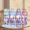 1PC Purple Dream Galaxy Abstract Print 750ml Color Plastic Sports Water Bottle Leakproof Flip Straw Lid Suitable for Sports Office Home Use