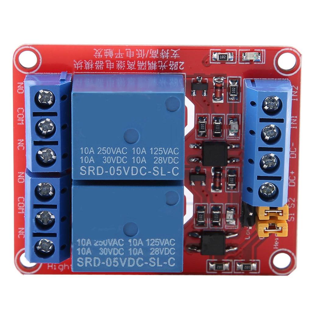 2 Channel Relay Module with Optocoupler Isolation High and Low Level Trigger