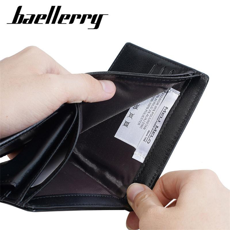 Baellerry Мужские Короткие Кошельки Винтажный Дизайн Трехскладной Держатель для Карт Кошелек для Денег Деловой Кошелек