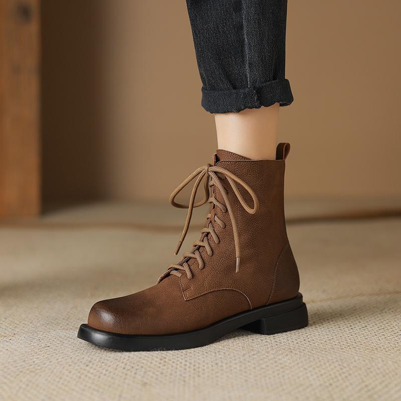 2024 Новые зимние женские сапоги из натуральной кожи, замшевые туфли на толстом каблуке с круглым носком, женские туфли на платформе, натуральная кожа, высокие каблуки