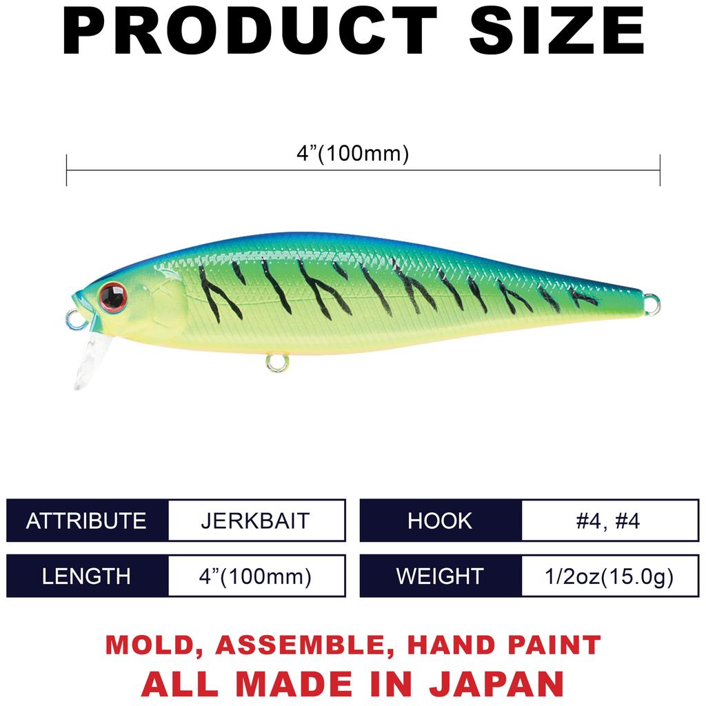 LUCKY CRAFT Pointer 100SSR Игра Колебание Пресноводная Озеро Окунь Рыболовная Приманка Синий График Джеркбейт, Бок о бок (128 Тигр)