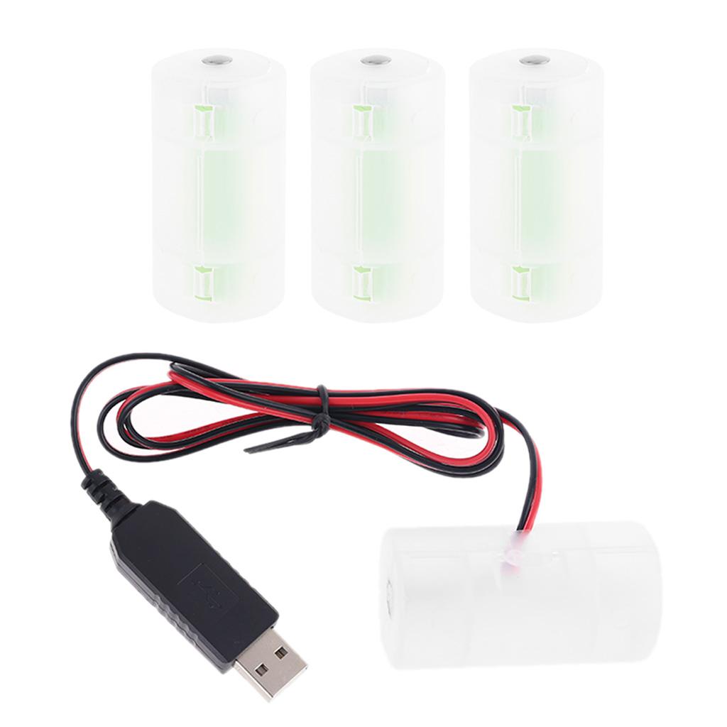 USB-адаптер питания от батареи Может заменить 1–4 шт. батареек размера D LR20 1,5 В 3 В 4,5 В 6 В Кабель-элиминатор батарей для часов