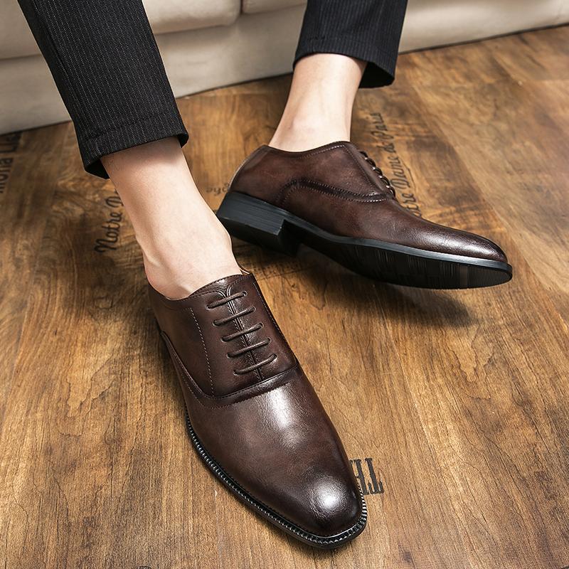 Модные мужские кожаные туфли в деловом стиле Модные туфли в стиле минимализма для джентльменов Для вечеринок, отдыха, свадьбы, бизнеса, для прогулок