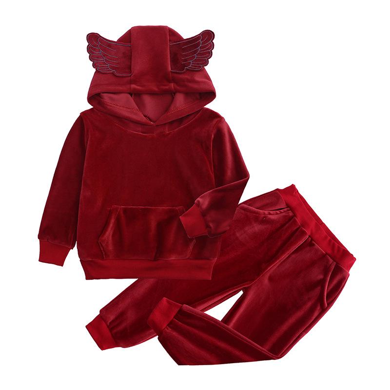 Velvet Hooded Girls Baby Boys Clothing Set Kids Jacket Coat Pants Suit For Sports Suits Tracksuits Toddler Unisex Children Clothes Set