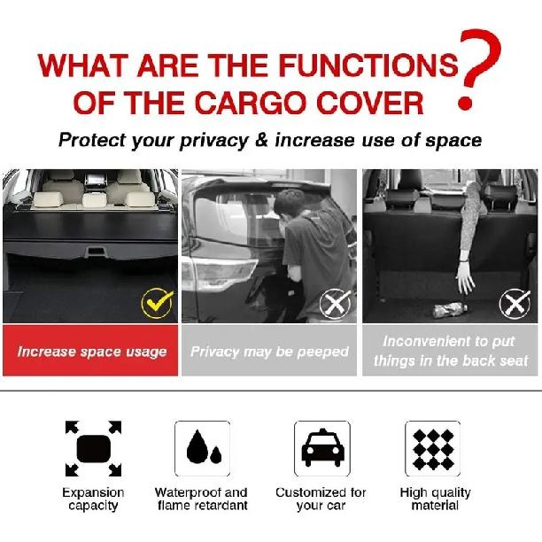 Rear Cargo Cover for 2010-2023 2024 Toyota 4Runner Retractable Trunk Cover Trunk Shielding Shade for 4Runner Accessories Cargo L
