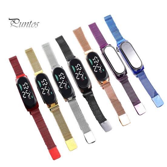 Светодиодные цифровые часы Водонепроницаемые магниты из нержавеющей стали Сенсорный экран Разборчивый циферблат Высокоточный длинный циферблат Спортивные наручные часы унисекс с батарейным питанием