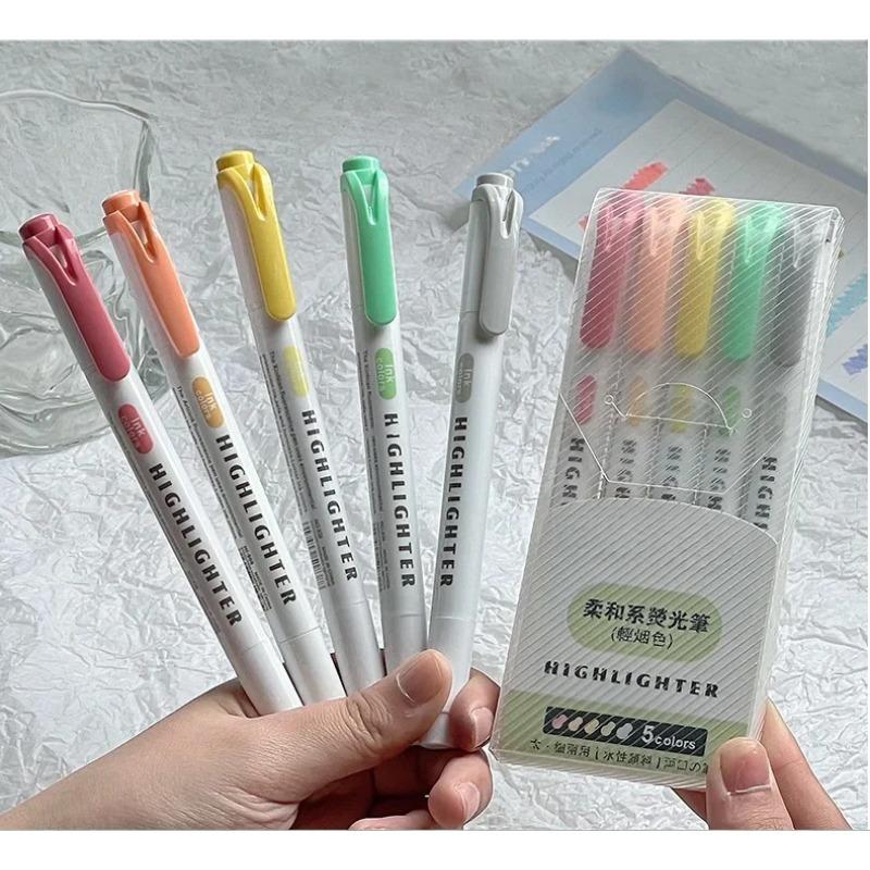 5 шт./компл., маркеры с двойной головкой, студенческие заметки, маркер для основного содержания, маркер для девочек, альбом для скрапбукинга, декор для журнала, стационарная ручка для рисования