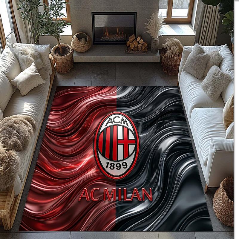 Фланелевый ковер с принтом AC Milan, нескользящий, мягкий, из полиэстера, для пола, декоративный коврик для спальни, гостиной, дивана, игровой комнаты, домашний декор