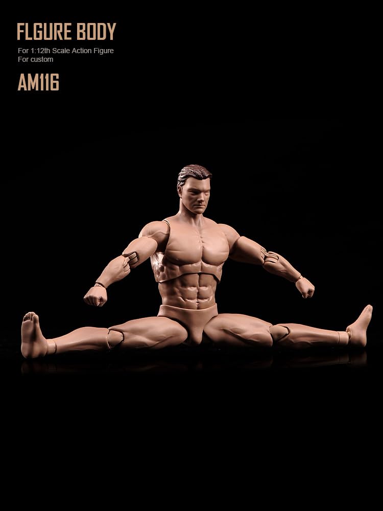 Scale Action Figure 6 Inch Male Body Model Muscle Male Body Model Muscle Flexible Miniature Action Figure Body Doll Collection 1/12