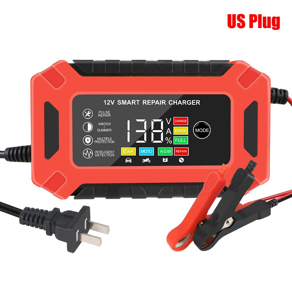 Digital LCD Display Wet Dry Lead Acid Gel Charger 12V 6A Pulse Repair Car Auto Battery Charger Smart Truck Motorcycle Charger