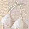 European And American Hollow Knitted Blouse Three-Piece Swimsuit Women'S Bikini Vacation Beachwear
