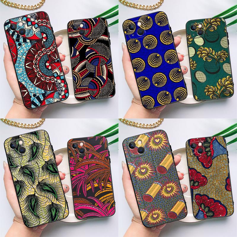 African Wax Print Design Phone Case For iPhone 17 16 15 14 12 11 13 Pro Max Plus 12 13 Mini 16e 17 Air Cover Coque