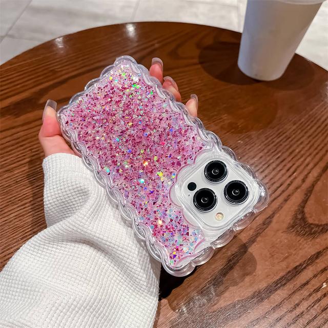 Luxury Shining Glitter Sequins Phone Case For Iphone 14 13 12 11 Pro Max 14 Plus 14pro Max Shockproof Wavy Bumper Silicone Cover
