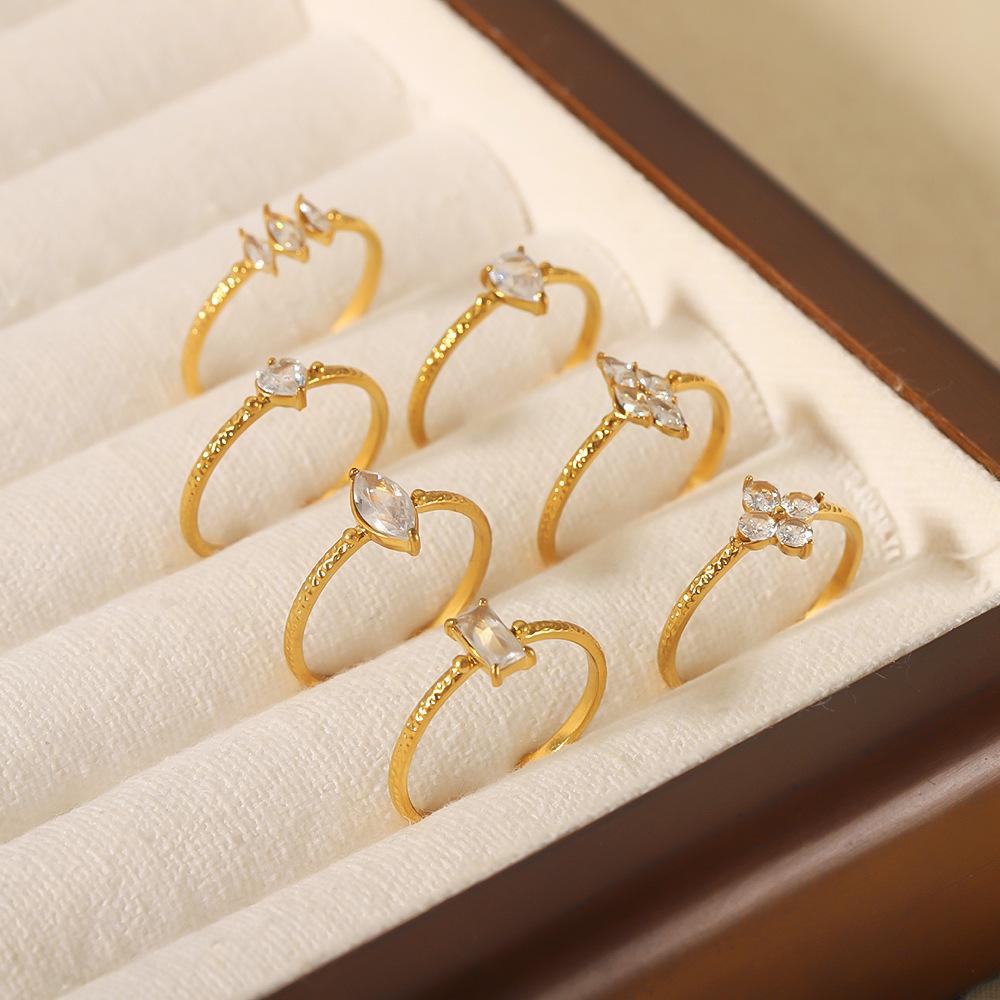 Ins стильное простое кольцо 18-каратное золото нержавеющая сталь циркон открытое кольцо высококачественные ювелирные изделия женщины