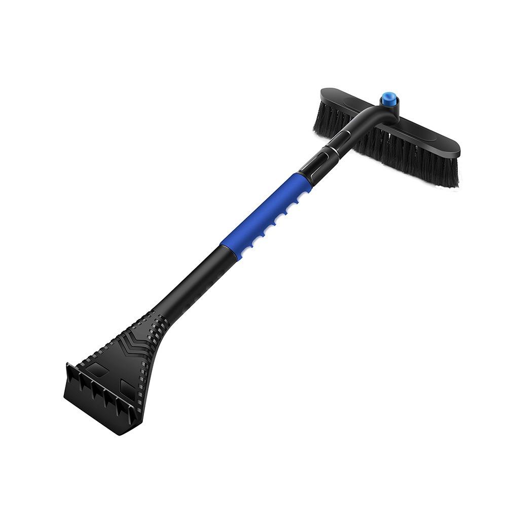 Автомобильный скребок для льда с метлой, автомобильный скребок для льда и щетка для снега 2 в 1, головка щетки с поворотом на 360°, нескользящая ручка из пенопласта, для легковых автомобилей, грузовиков, внедорожников, ветрового стекла